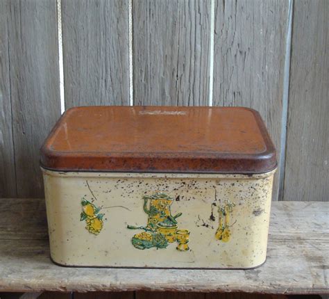 metal tin bread box|vintage bread box.